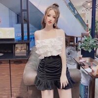 Set áo bèo 2 dây chân váy nhún