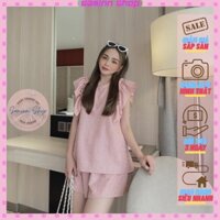 Set áo bèo vai xốp nhăn nổi SAMINN, set đồ nữ cá tính đi chơi sang chảnh ulzzang, bộ đồ nữ mùa hè mặc nhà đẹp rẻ SS62