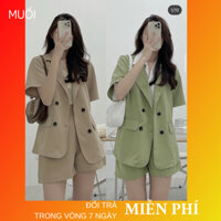 Set áo blazer kèm quần short khóa sườn trơn basic MUỐI SETVESTCOCTAY109 P7/K7