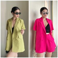 Set áo blazer nữ cộc tay nút bọc 4 màu kèm quần short hàng loại 1