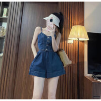 Set áo bò 2 dây, váy đầm bò jean 2 dây denim , quần đùi sooc bò jean cạp cao thiết kế tiểu thư