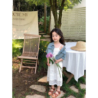 set áo bò mix váy 2 dây