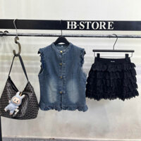 Set áo bò sát nách viền bèo mxix chân váy tầng xinh QC New 2025 HOTTREN - HB