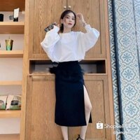 SÉT ÁO CÁNH DƠI MIX CHÂN VÁY XẺ