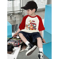 Set áo cappybara tay đỏ + quần jeans xanh bé trai