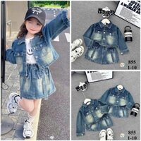 set áo, chân váy chất jean cao cấp cho bé gái mã B4 -7-25kg
