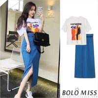 set áo - chân váy xẻ tà cao cấp