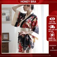 Sét Áo Choàng Ngủ Kimono Phong Cách Nhật Bản Kèm Đồ Lót Sexy Quyến Rũ Nóng Bỏng Cuốn Hút - DN36