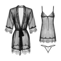 Sét Áo choàng + Váy Ngủ Ren Cao Cấp Sexy DN06 CHE TÊN Đồ ngủ nữ gợi cảm mặc nhà Quyến Rũ Tặng Chip