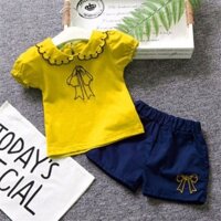 Sét áo cổ lá sen thêu nơ