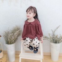 Set áo cổ sen quần chấm bi cho bé