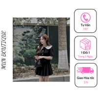 SET ÁO CỔ SEN TRẮNG VIỀN REN + CV XẾP LY