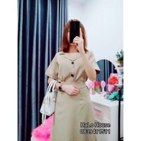 Set áo cổ vest chân váy dài