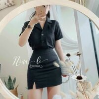 SET ÁO CỔ VEST + CHÂN VÁY ĐẮP ĐEN #WONDER_SET Về thêm trả nợ Khách rồi nhenn. Cả set 2 món mà mix đc vô số kiểu đồ ạ . Á