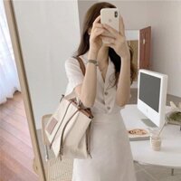 Set áo cổ vest +  chân váy dài