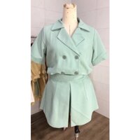 Set áo cổ vest- quần giả váy