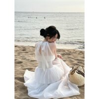 Set áo cổ yếm smock eo(có mút) kèm chân váy