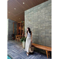 SET ÁO CỔ YẾM SỌC + CHÂN VÁY LINEN TRẮNG