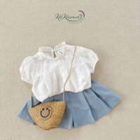 Set áo cộc tay babydoll mix quần xếp ly dễ thương (KM24-ST365) Kakummi