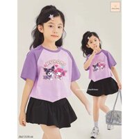 Set Áo Cộc Tay Màu Tím KUROMI Kèm Chân Váy Xòe Cho Bé Gái JAM & JENNY Size 2-12y