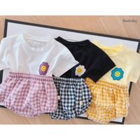 SET ÁO COTTON CAO CẤP VÀ QUẦN YẾM SỌC CHO BÉ GÁI