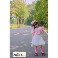 Set Áo Cotton - chân váy chất tơ đũi 2 lớp - kèm quần lót trong CHUNKIDS