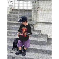 Set áo cotton cộc tay màu đen mix quần kaki túi hộp in hình MineCraft hàng cao cấp ELAINE | ELN366