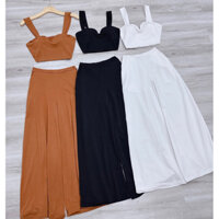 Set áo crop 2s + quần suông 3m
