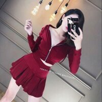 Set áo crop chân váy xòe
