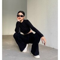 SET ÁO CROP + QUẦN KAKI ĐEN