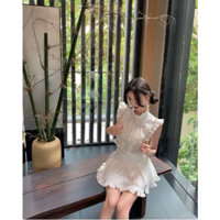 Set Áo Croptop Bèo Cổ Tàu Thắt Nơ Phối Chân Váy Ngắn Bèo Dáng Xoè Yurie Shop Set Đồ Nữ Xinh Tiểu Thư Sang Chảnh Đi Chơi