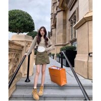 SET ÁO CROPTOP CHÂN VÁY TAY DÀI NUDE ÁO TRẮNG BA LỖ LÓT CHÂN VÁY RÊU TÚI HỘP DẠO PHỐ CAO CẤP BIGSIZE đi đám cưới sang ch