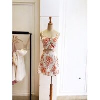SET ÁO CROPTOP + CHÂN VÁY LINEN HOA
