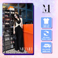 Set áo croptop cổ tim kết hợp quần ống rộng phong cách Hàn Quốc Meistore 68 ST17622