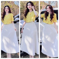 SET ÁO CROPTOP KÈM CHÂN VÁY MIDI DẬP LI