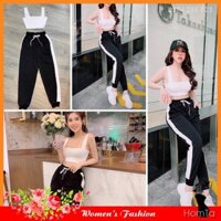 Set Áo Croptop Quần Dài Thể Thao