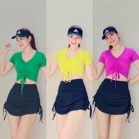 SET ÁO CROPTOP QUẦN ĐÙI VÁY TẬP GYM TENNIS NHẢY AEROBIC ZUMBA ĐI BIỂN ĐI BƠI NỮ SIÊU XINH