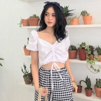 Set áo croptop quần kẻ caro