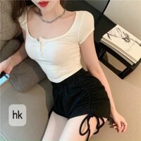 Set áo croptop + quần short rút dây