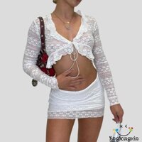 Set Áo Croptop Ren 2 Dây + Chân Váy Bút Chì Ôm Sát Quyến Rũ Dành Cho Nữ