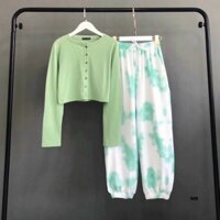 SET ÁO CROPTOP TAY DÀI KÈM QUẦN JOGGER SUÔNG