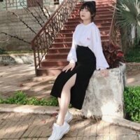 SET ÁO CROPTOP TAY DÀI KÈM CHÂN VÁY XẺ TÀ