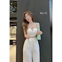 Set áo croptop và quần ống rộng siêu đỉnh