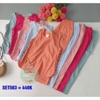 Set áo cúc hông thêu cá và quần baggy