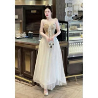 SÉT ÁO CÚP HOẠ TIẾT THỔ CẨM GIM CHARM NƠ PHỐI CHÂN VÁY LƯỚI QUYẾN RŨ