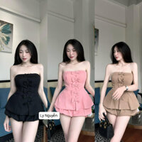 SET ÁO CÚP NGỰC 5 NƠ XẺ TÀ PHỐI QUẦN ĐÙI BÍ BASIC