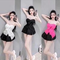 Set Áo Cúp Ngực Bo Chun Nút Chéo(Hàng Loại 1)