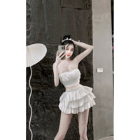 Set áo cúp ngực chân váy xoè cưng xỉu Set đồ đi phố đi dạo đi chơi đi biển Đồ đi quẩy Set bộ đi tiệc Váy đi tiệc