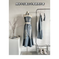 𝐍𝐄𝐖|Set áo cúp ngực chân váy xoè denim