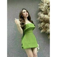 Set áo cúp ngực đính nơ to xẻ tà ( có MÚT ) kèm quần ngắn sang chảnh